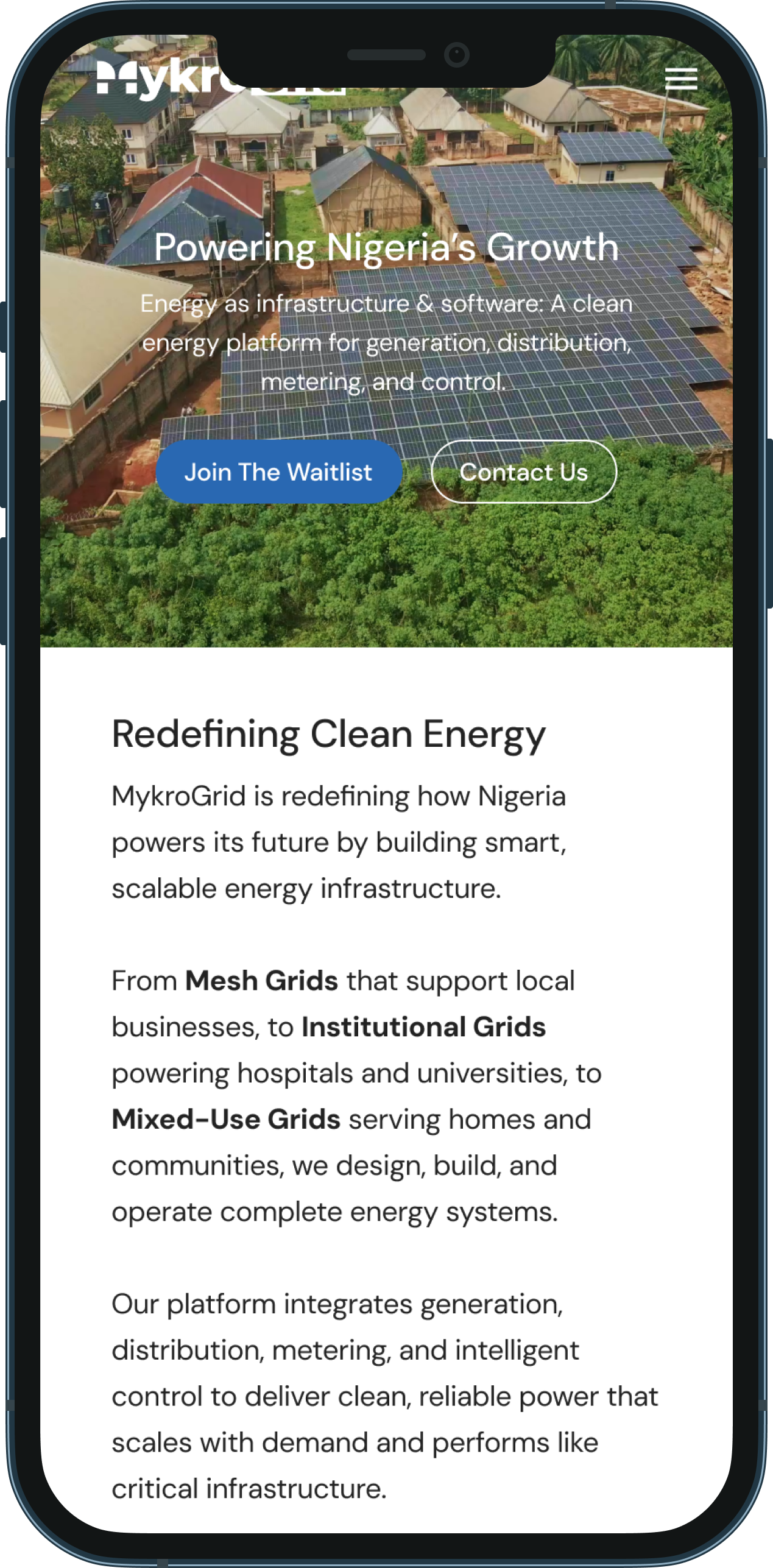MykroGrid mobile view on iPhone