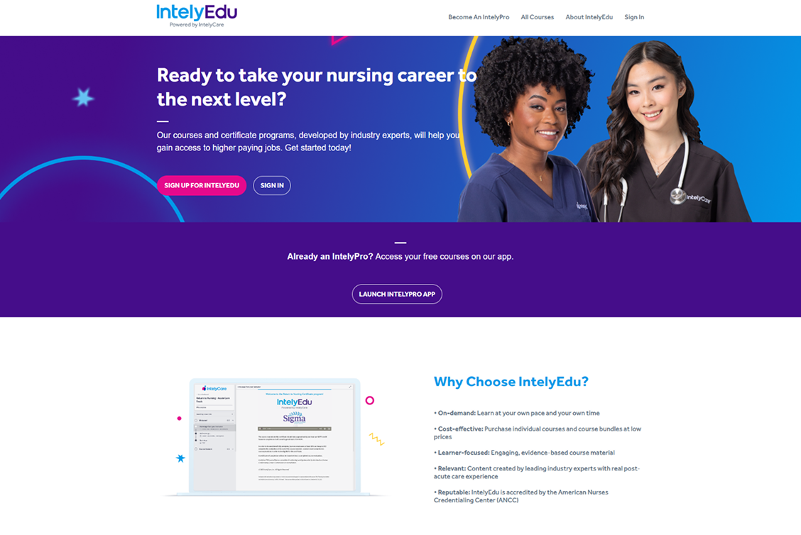 IntelyEdu website homepage